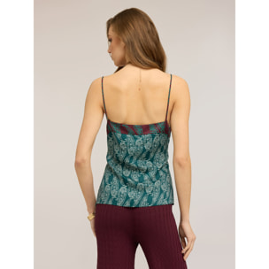 Motivi - Top in raso fantasia cashmere - Verde