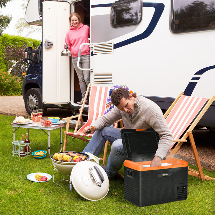 Outsunny Nevera Portátil Eléctrica 40L Refrigerador de Coche 12V/24V hasta -20℃ Mini Frigorífico con Compresor Pantalla LED Táctil para Hogar Camping Viajes Automóvil 58,7x36,5x43,8 cm Negro