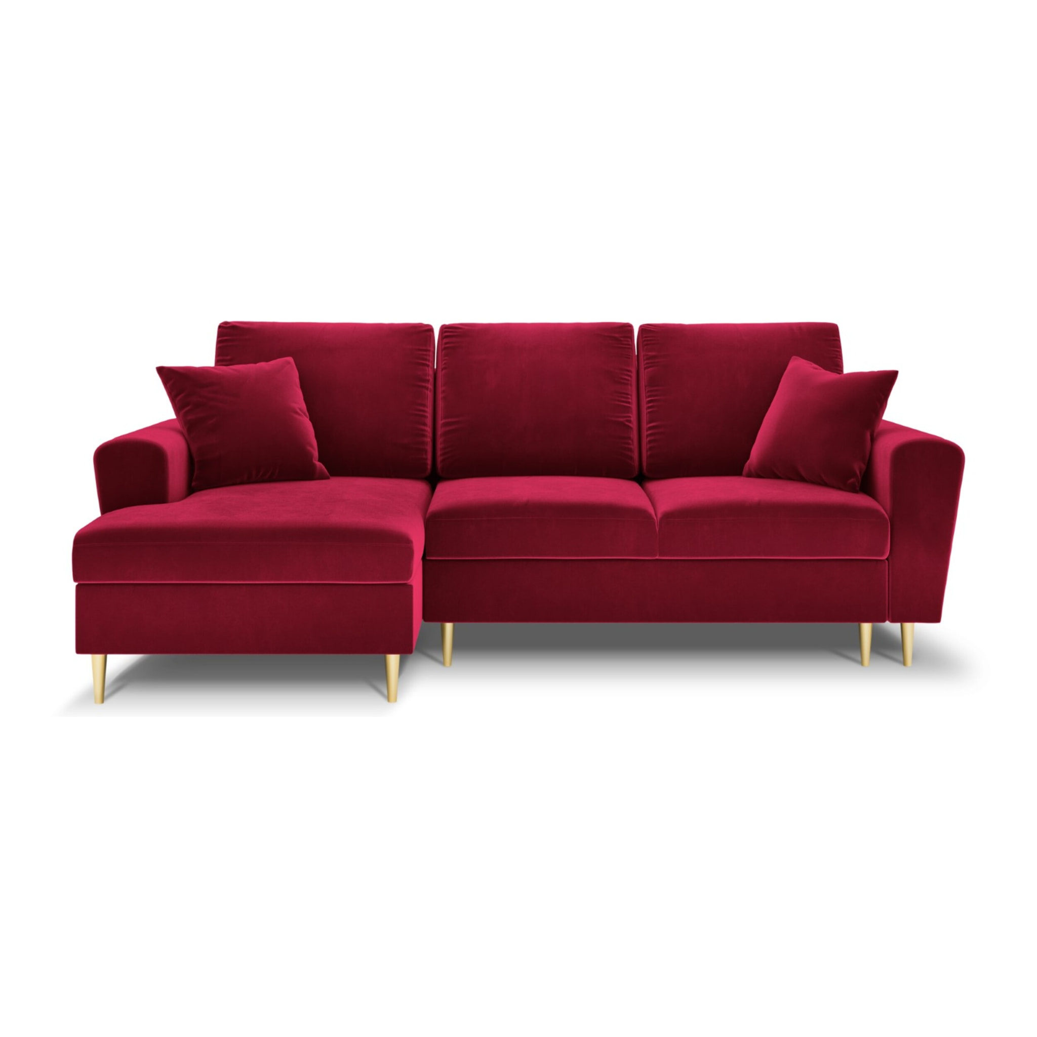 Canapé d'angle gauche convertible avec coffre de rangement "Kyoto" 4 places en velours rouge