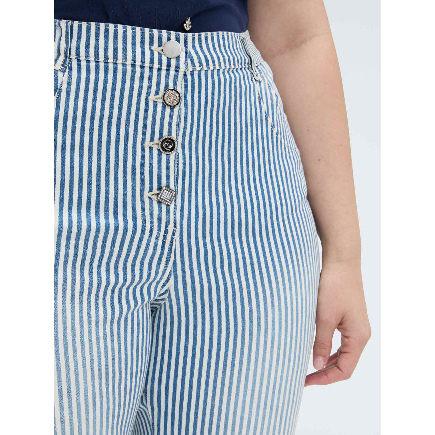 Fiorella Rubino - Jeans Barrel a righe - Blu