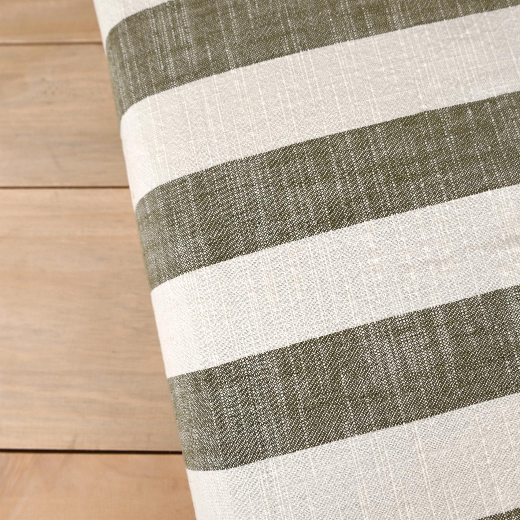 Édredon réversible coton flammé motifs rayures et vichy LOURMARIN - Kaki