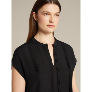 Elena Mirò - Blusa con pieghe in crêpe de chine - Nero