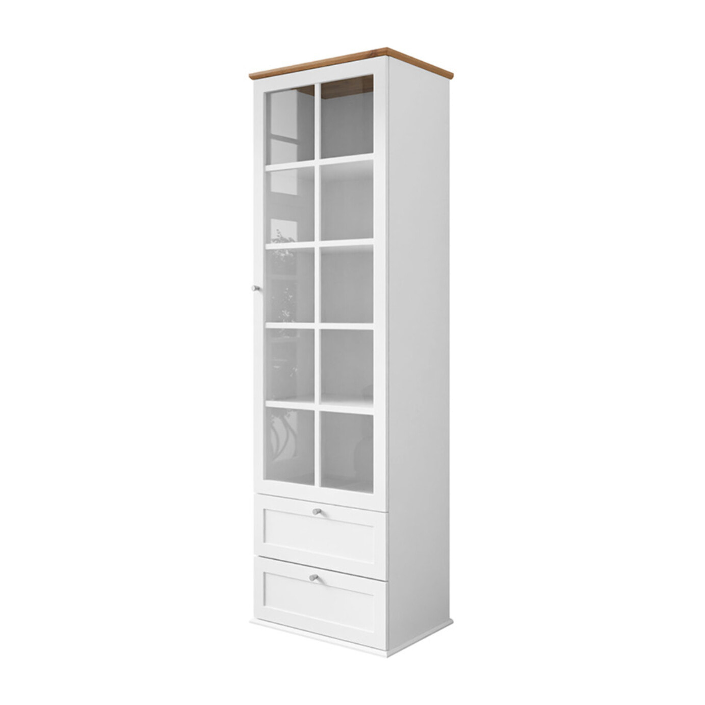 Francesco - vitrine - effet bois et blanc - 2 tiroirs et 1 porte - 201 cm - Bois / Blanc