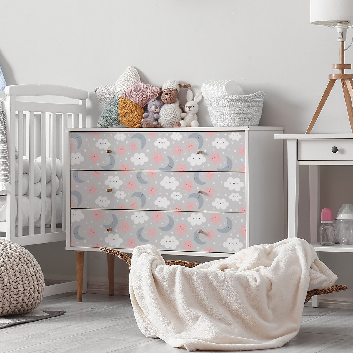 Rouleau revêtement adhésif vinyle au mètre - Sticker lavable Cuisine Meuble Armoire Porte - NUAGES ET CIEL ÉTOILÉ