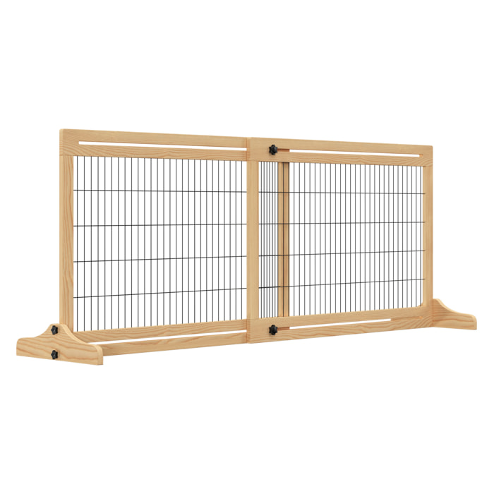 Barrera Seguridad Perrros de Madera Extensible 104-183cm Puerta Escalera Natural