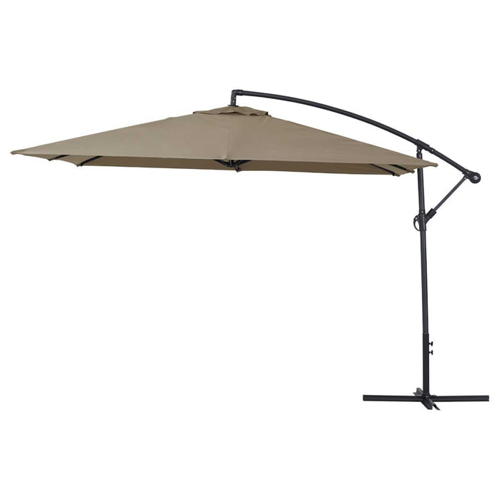 Parasol jardin déporté  Alu "Ilios 3" - Carré - 3 x3 m - Taupe