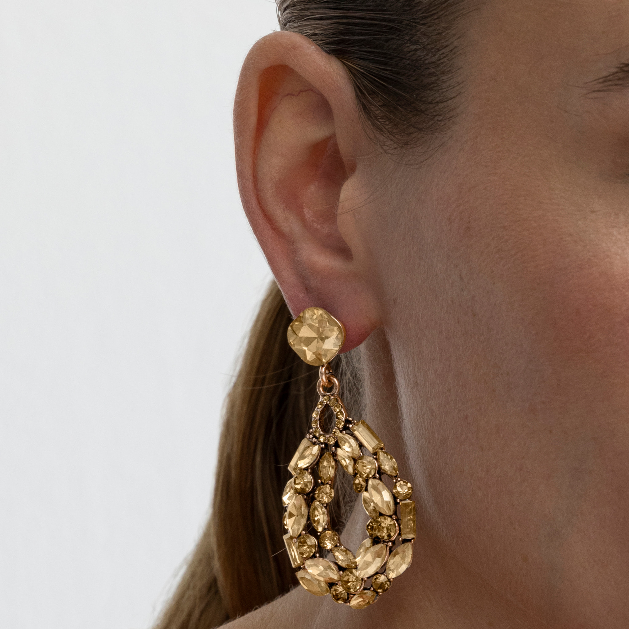 Pendientes con Cristal Multicolor acabado oro 18k