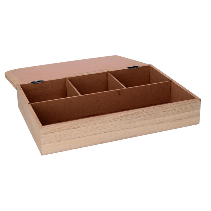 Scatola portathe in legno marrone rettangolare cm20x6x29