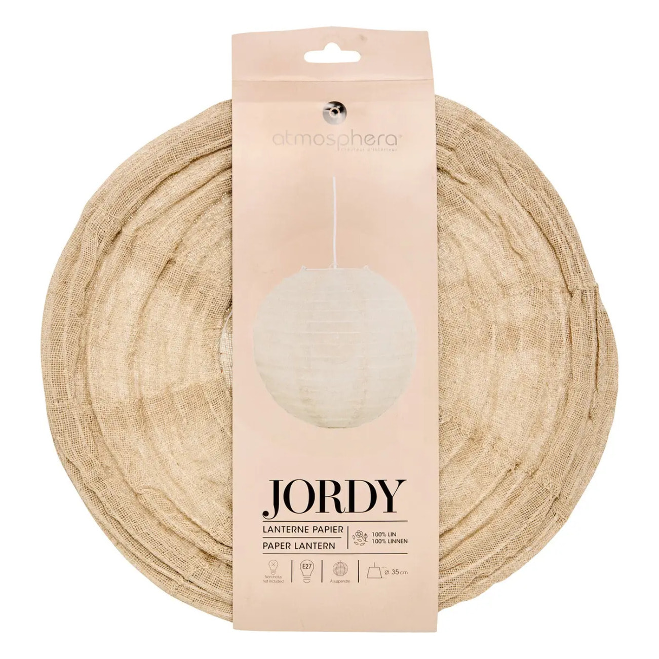 Lanterne japonaise boule "Jordy" beige D35cm