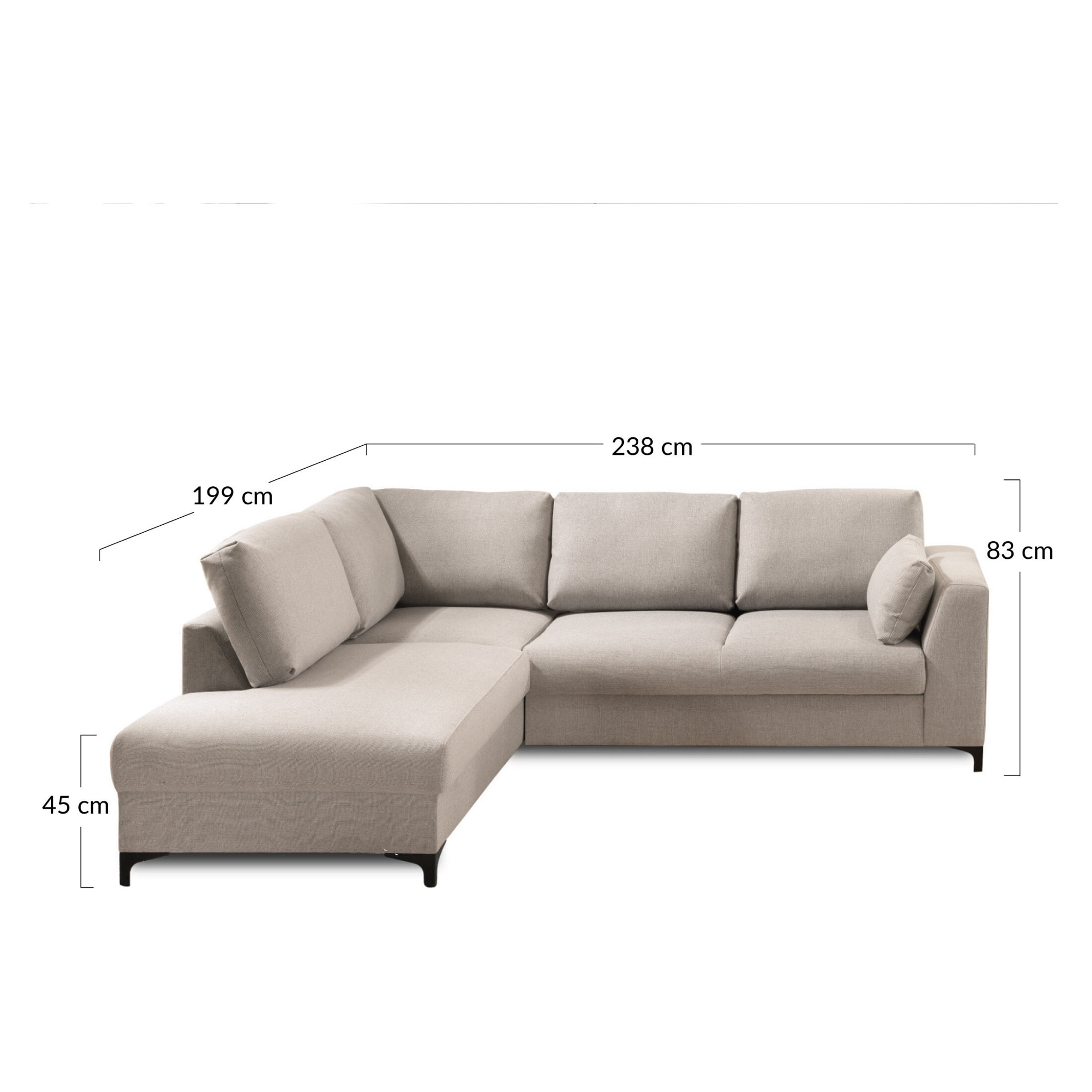 Tala - canapé d'angle gauche - convertible - 5 places - en tissu - Gris foncé