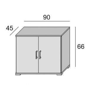 Armadio multiuso Bucaneve, Mobile lineare a 2 Ante battenti con ripiano, Mobile da ingresso, Scarpiera moderna, 100% Made in Italy, Cm 90x45h66, Bianco