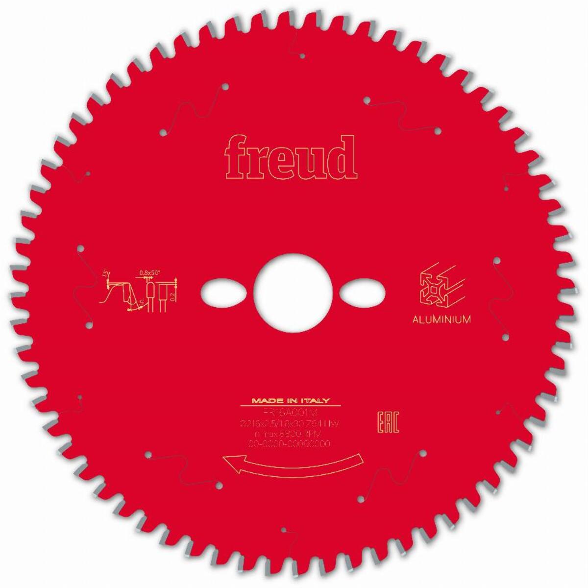 Lame pour scie circulaire portative FREUD - Ø216 2,5/1,8 AL30 Z64 TP -5° - F03FS09821