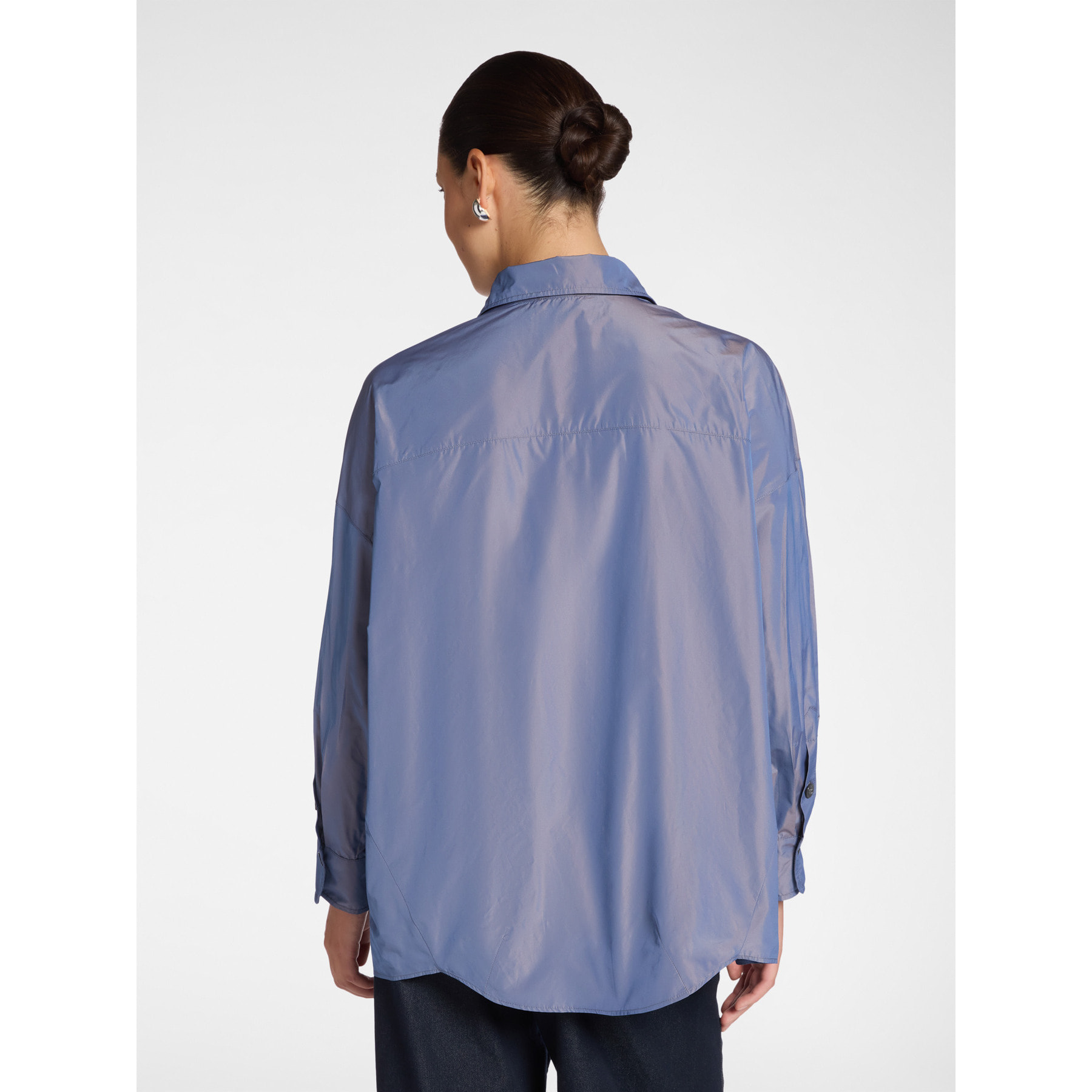 Elena Mirò - Camisa de tafetán con bolsillos - Azul