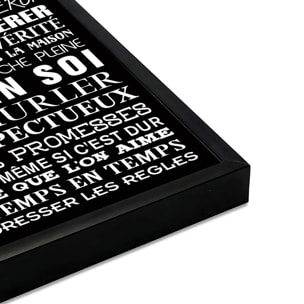 Affiche encadrée Les règles de la maison typographie décorative Affiche + cadre en métal - Noir