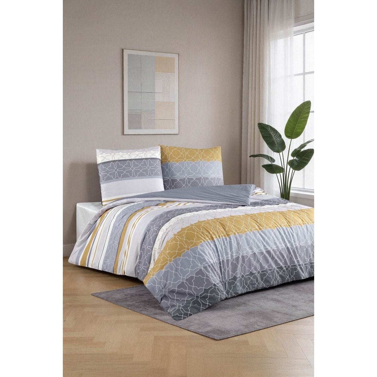 Parure housse de couette et taie(s) d'oreiller coton imprimé