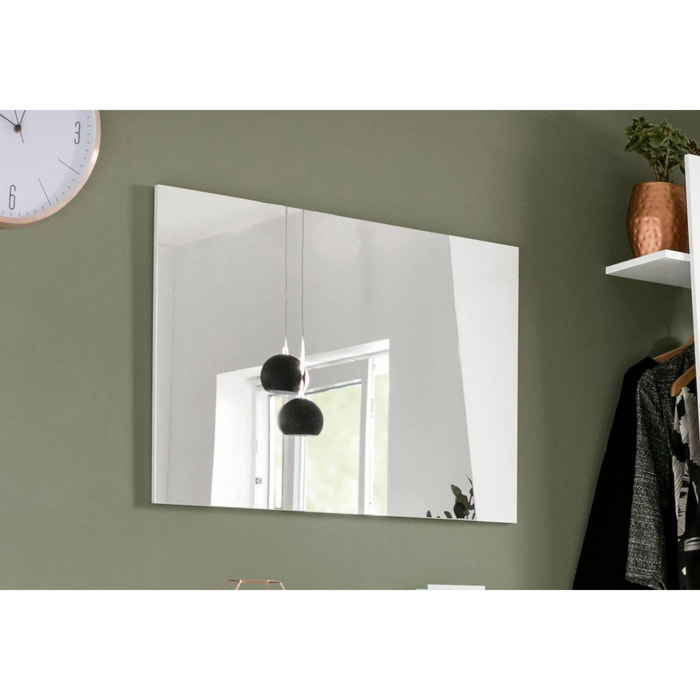 Specchiera da parete lineare, Made in Italy, Specchio da bagno, cm 80x2h60, colore Bianco lucido