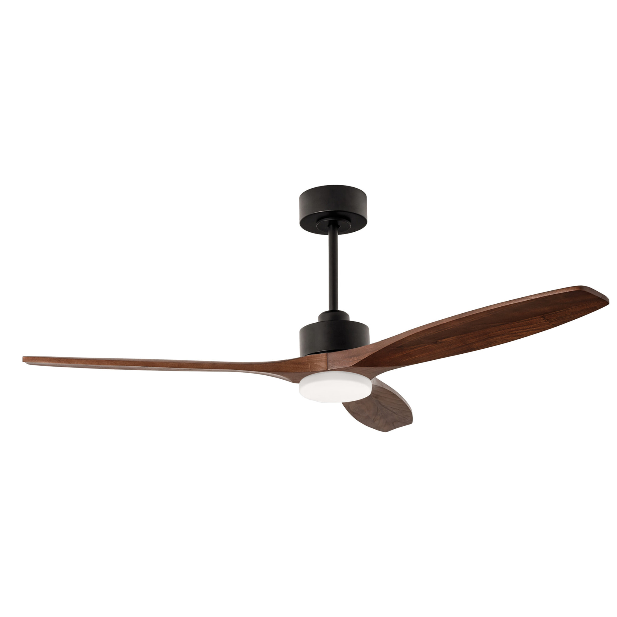Forlight - Ventilador Stem Evo ø1320mm Acero, Cristal Negro palas Madera oscura, Arenado