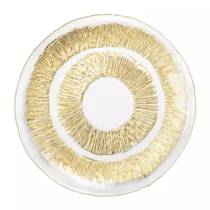 Lot de 6 Assiette à dessert dorée en verre 21cm - soleil