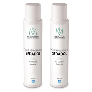 MEDICAFARM - Crème réfrigérante SEDADOL au menthol - Effet froid - Aide à soulager les douleurs et sensations de jambes lourdes - 2 flacons airless 250 ml