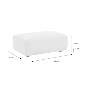 Pouf. module pour canapé. repose-pieds pour canapé 3 places en bouclette blanche. L 102 x P 70 x H 41cm - Wallas