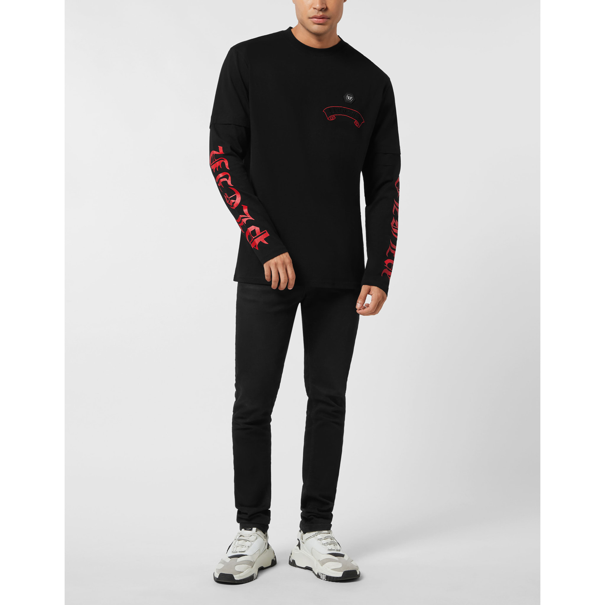 PHILIPP PLEIN Camiseta de cuello redondo y manga larga