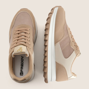 Sneakers Donna in Similpelle e Tessuto Oxford