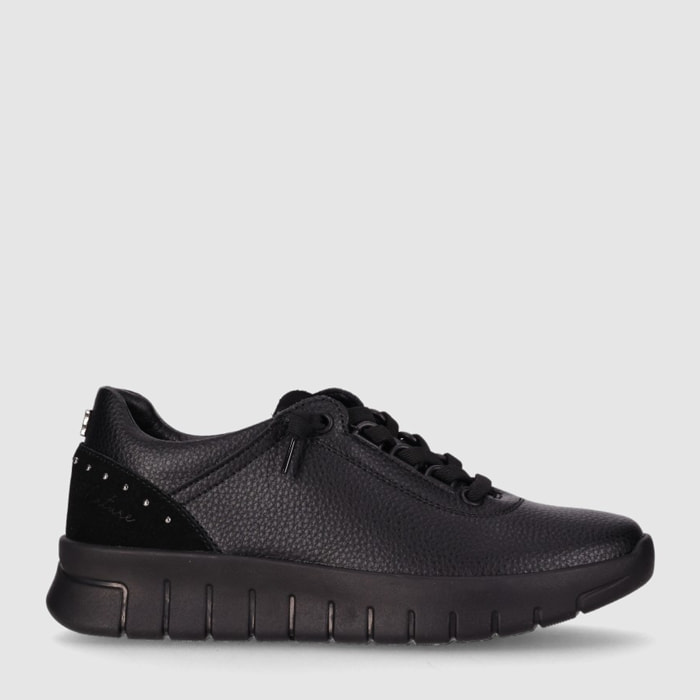 Zapatos de Piel - Negro - Tacón: Bajo
