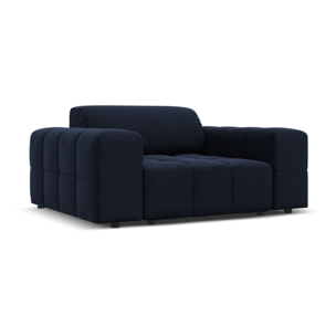 Fauteuil "Luc" en velours bleu foncé