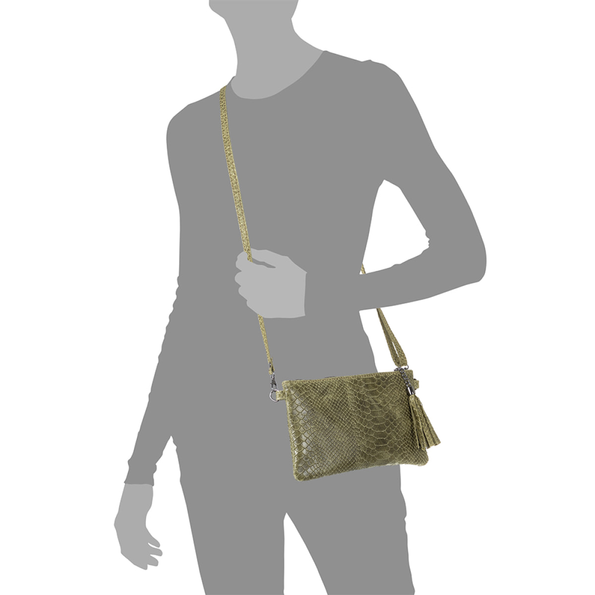 Deanna Bolso de mano Mujer.Piel auténtica Gamuza Grabado Serpiente