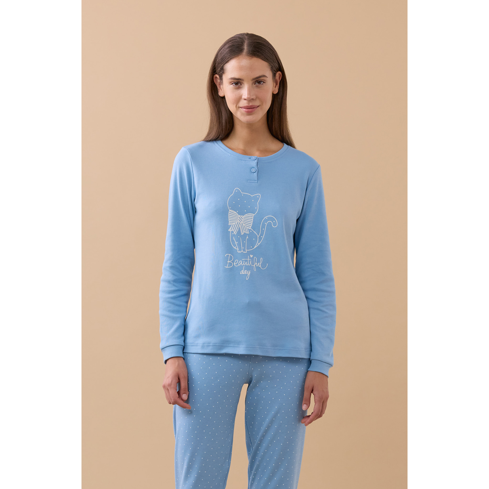 Pigiama donna invernale in caldo cotone articolo pois. Noidinotte