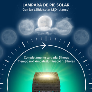 Linterna de Jardín de Ratán Sintético Farola Solar con Luces LED Encendido y Apagado Automático para Terraza Balcón Patio 20x20x68 cm Gris