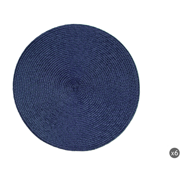 Set de 6 sets de table ronds Excelsa – Round, Polypropylène Bleu Foncé