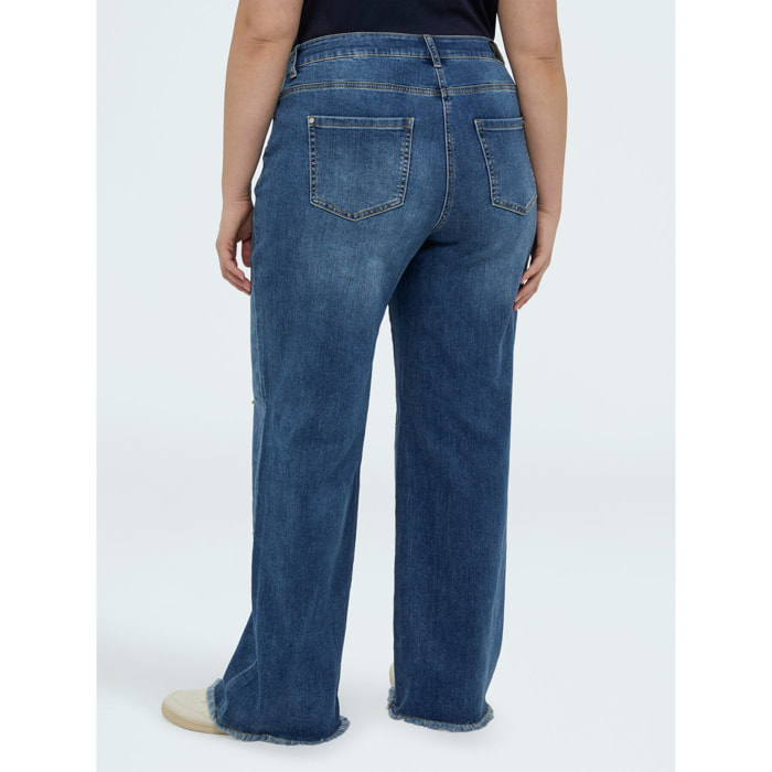 Fiorella Rubino - Jeans Straight Leg con aplicaciones decorativas - Azul