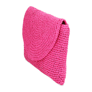 Bolso de playa fucsia de paja