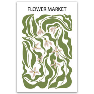 Tableau floral vert et beige style organique moderne Toile imprimée