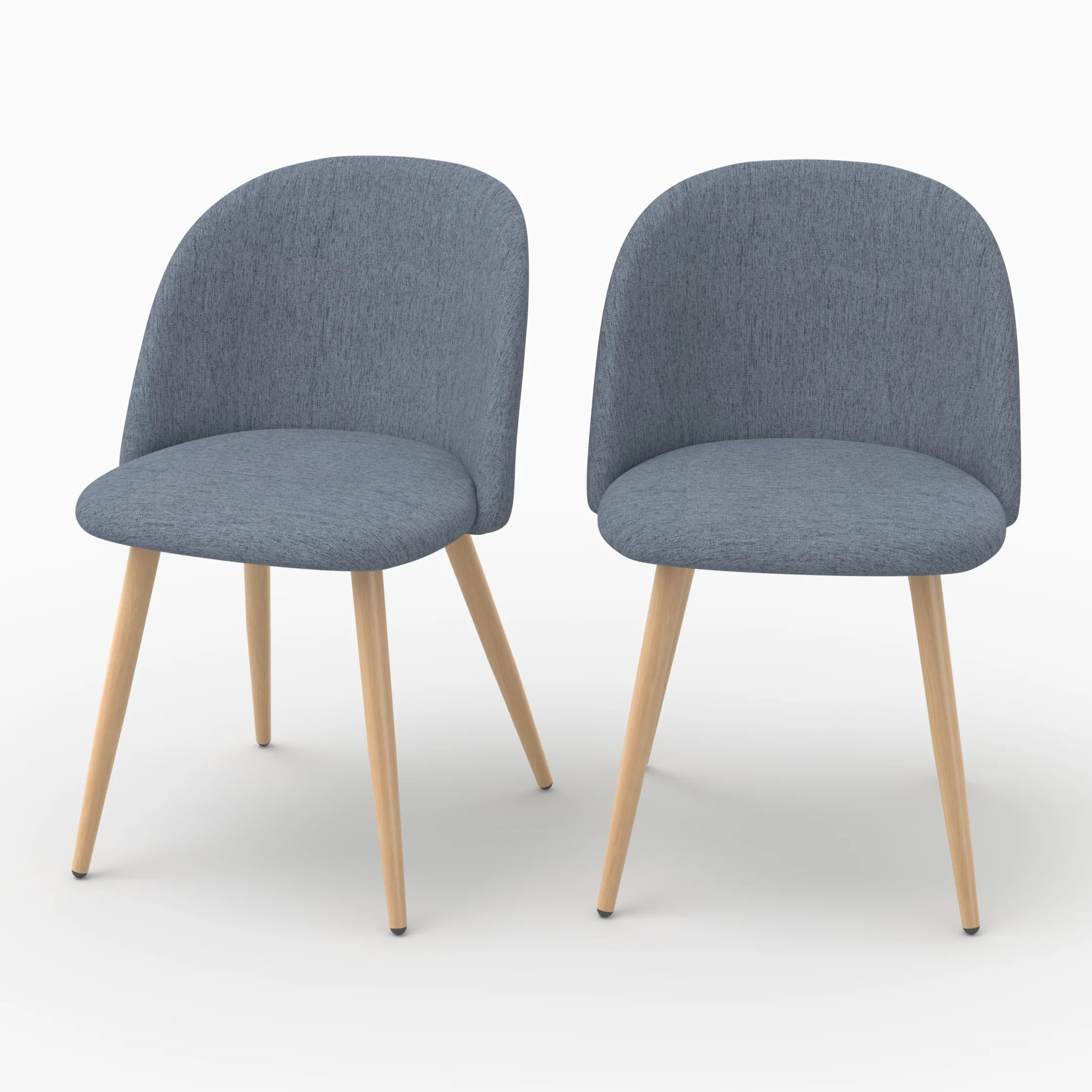 Lot de 2 chaises en tissu bleu marine et pieds en métal - Cozy