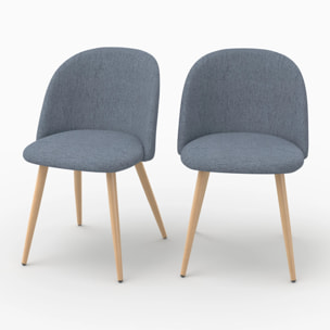 Lot de 2 chaises en tissu bleu marine et pieds en métal - Cozy