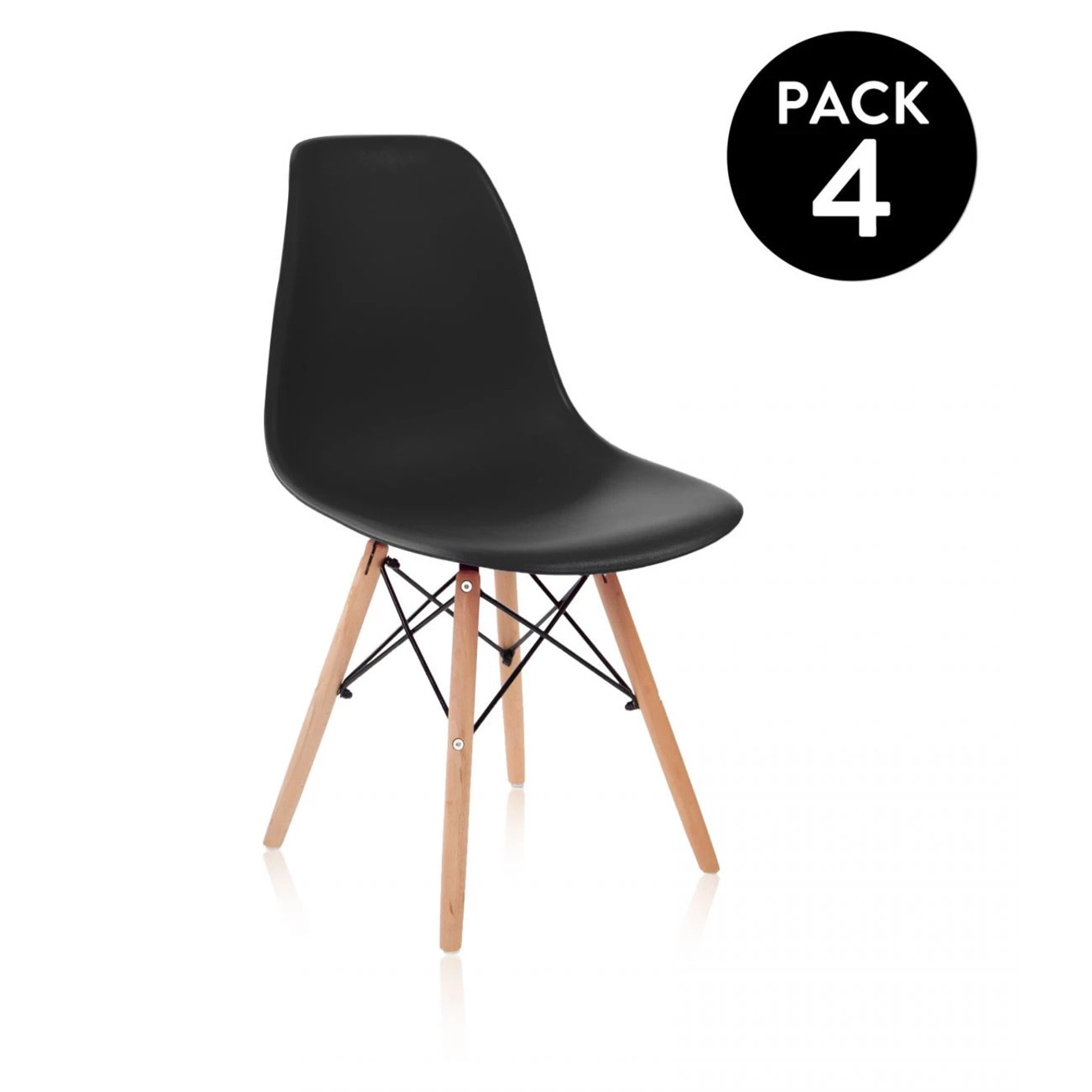 Pack 4 sillas Tower Wood Negro