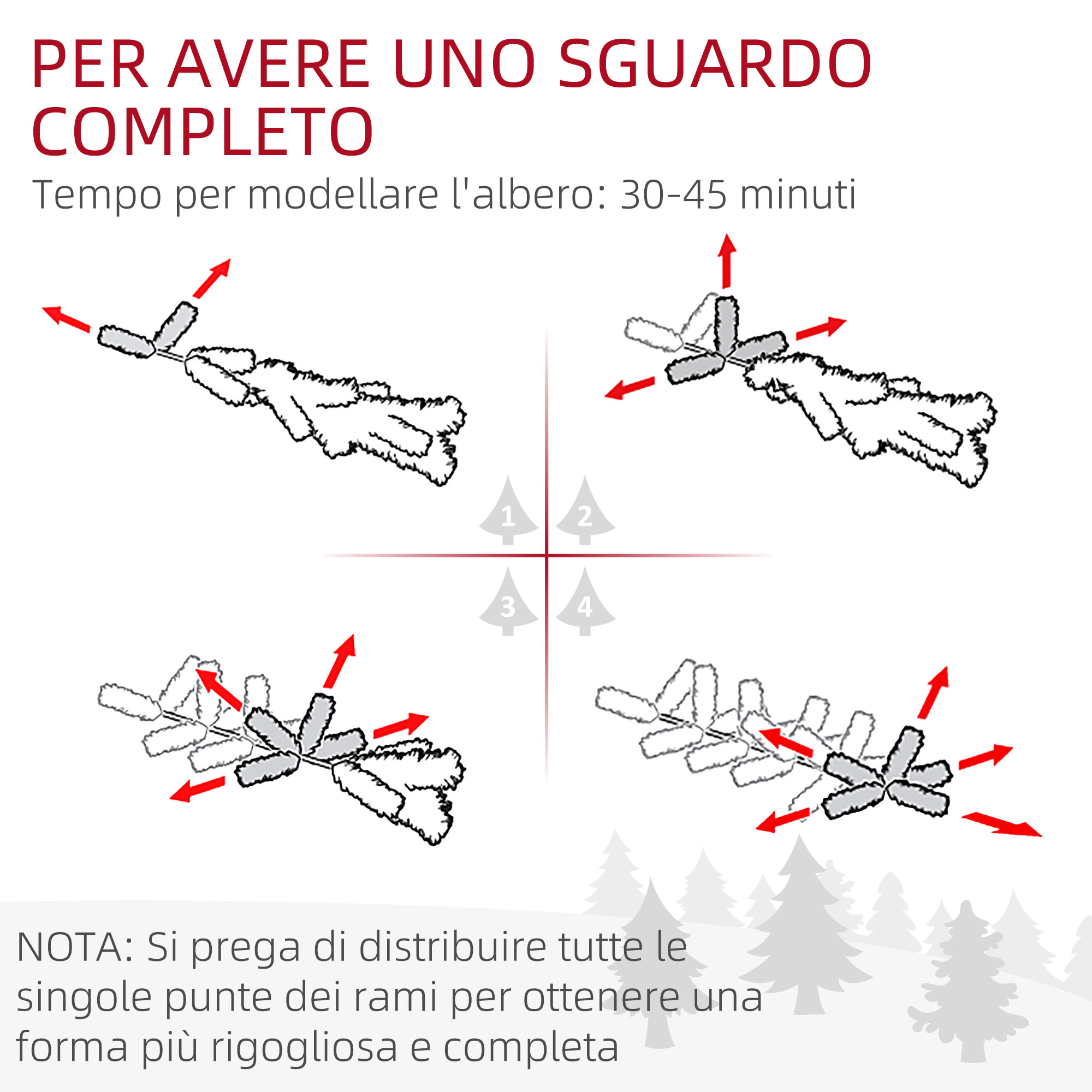 HOMCOM Albero di Natale Artificiale 180cm con 793 Rami, Luci LED e Rami Innevati, Verde