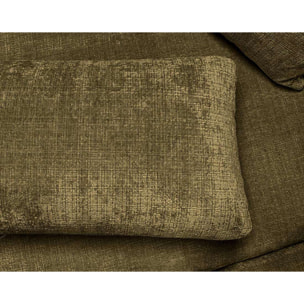 Miro - Canapé d'angle gauche 4 places convertible avec coffre en velours texturé - Vert Olive