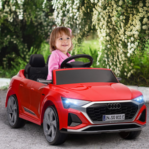 Coche Eléctrico para Niños de +3 Años Audi Q8 etron sportback Carro Eléctrico Infantil con Batería 12V Mando a Distancia Ruedas con Suspensión de Muelles Faros Bocina y Música Rojo