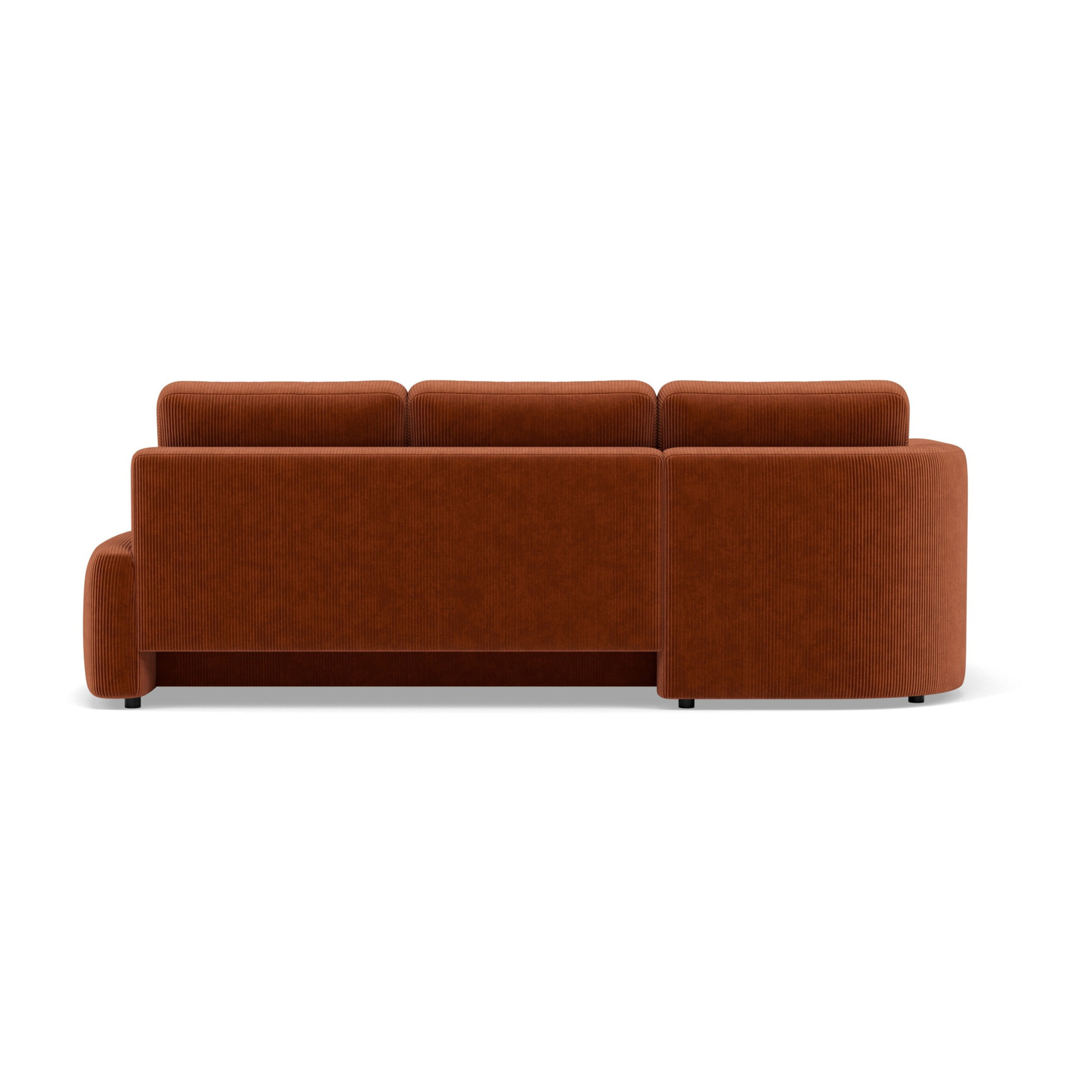 Mahina - canapé d'angle gauche 4 places convertible avec coffre en velours côtelé - Terracotta
