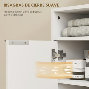 Mueble bajo Lavabo Mueble de Baño con 2 Puertas Acanaladas y Compartimento Abierto Armario de Baño para Lavabo con o sin Pedestal Estilo Moderno 60x33x63 cm Blanco