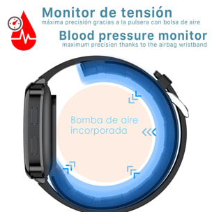 Smartwatch P60 con pompa ad aria e palloncino per il test della pressione sanguigna reale. Termometro corporeo, frequenza respiratoria.