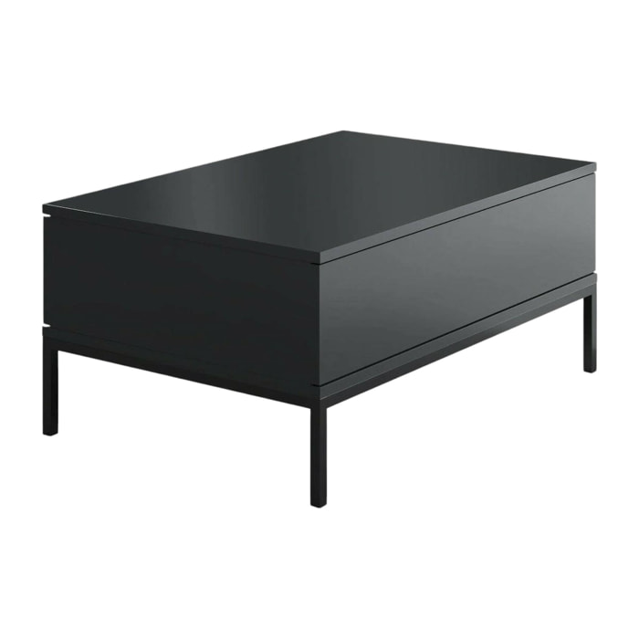 Tavolino da salotto Vespero, Tavolo basso da caffè, Portariviste per divano, Ripiano da soggiorno, 90x60h40 cm, Antracite e Nero