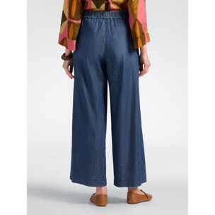 Elena Mirò - Jeans palazzo in Chambray washed - Blu