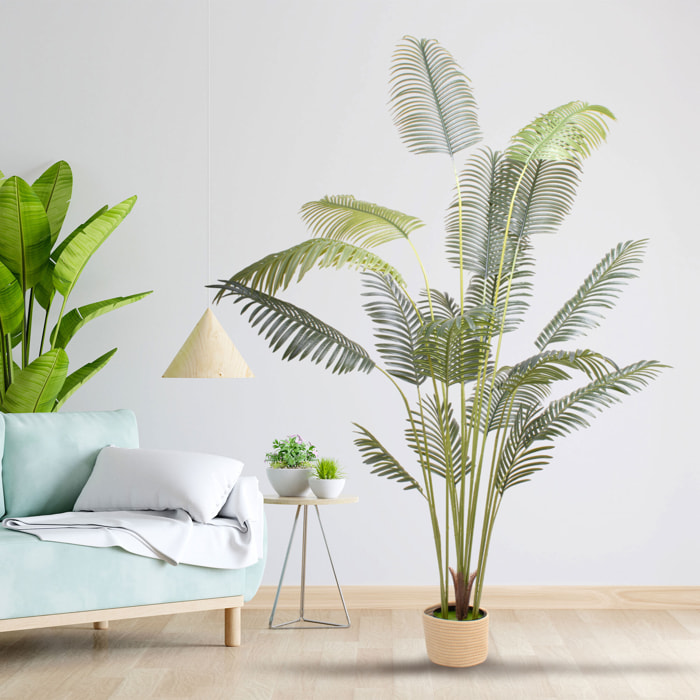 Kentia 210 - Pianta Artificiale Decorativa Tropicale Kentia H210 cm per Interno Esterno con Vaso Beige