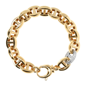 Bracciale Golden Catena Marina ed Elemento Pavé in Cubic Zirconia