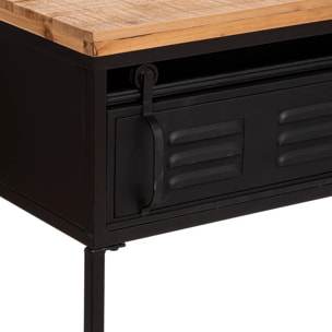 Console "Cierna" - 1 porte - métal et bois - noir