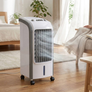 Well Home Aparato aire acondicionado 80W, 26x24x57cm, blanco/gris, depósito 3,5L, 3 velocidades, oscilación 360°